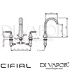 Cifial 31140HM U Hexa Lever 3 Hole Deck Basin Mixer Tap Dimensions